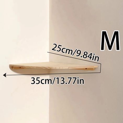 (TK-MS6780) Étagère d'angle murale flottante en bois, extrémité arrondie, pour chambre, salon et cuisine (1/5)