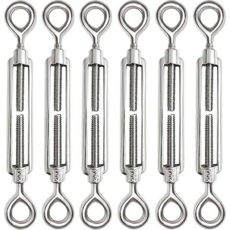 6-teiliges M6-Seilspannschrauben-Set, verstellbare Seilspannschrauben aus Edelstahl 304, Öse und Öse für Drahtspanner, Stahlseil, Seilhaken, Spannerzubehör (1/4)