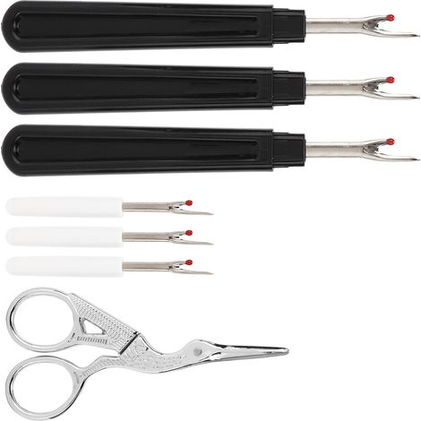 Kit découseur durable en acier inoxydable avec poignées pratiques et outil pour enlever le fil, idéal pour la couture, la broderie et le quilting. (1/5)