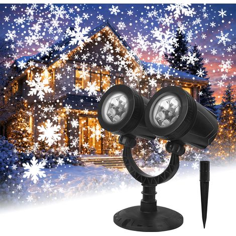HEMVOR Projecteur de flocons de neige LED à double tête, effet neige animé, IP44, câble 5 m, lumière blanche (1/5)