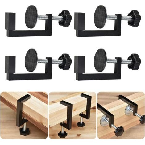 RHG Lot de 4 pinces universelles en C pour armoire 10–57 mm - Pince inversée pour le travail du bois - Petite pince de bureau pour fixation de pièces à main (1/5)