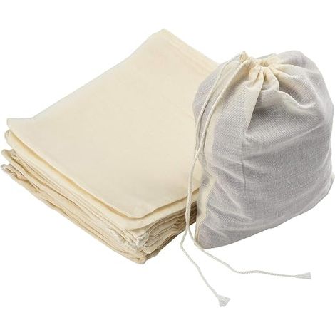 Sachet Tissu 100% Coton 30 Pack 18x20cm, Reutilisable Sachet Dragees Bapteme Avec Cordon De Serrage Pour Fête Mariage Anniversaire, Blanc Sac Filtres Pour La Cuisine, La Fabrication De Confiture (1/5)