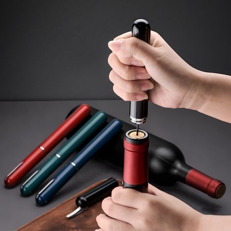 Portable compressed air bottle opener, pneumatic corkscrew, black gadget - AquaForge (1/4)