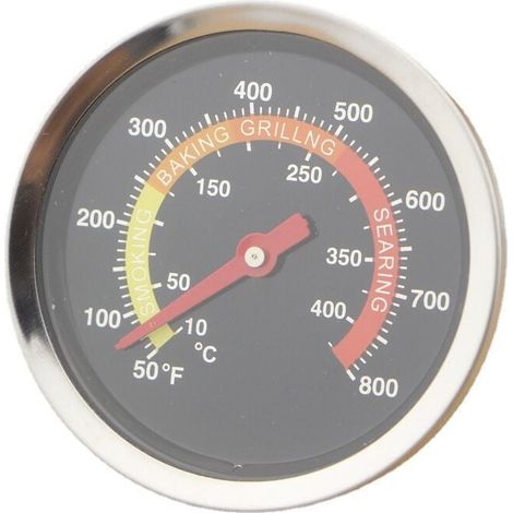 Thermomètre en acier inoxydable pour barbecue, barbecue, fumeur, thermomètre, jauge de température de 10-400°C en acier inoxydable (1/4)