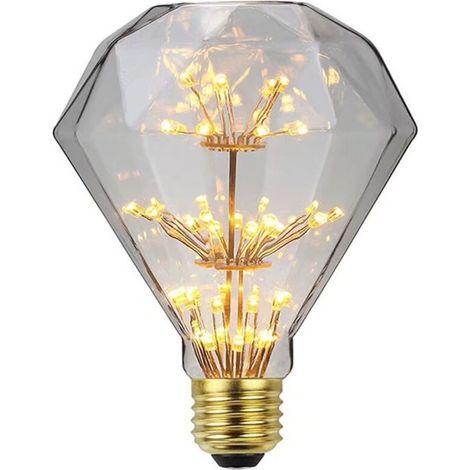 Ampoule LED Vintage Edison Diamond Romance Retro Starlight Ampoule Edison 3W Ampoule LED décorative pour feu d'artifice, 3W (équivalent 25 watts), culot E27, blanc chaud 2300K, lot de 1