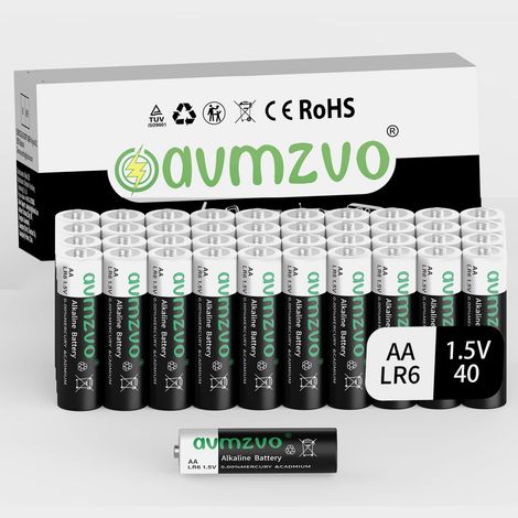 Piles AA, Lot de 40, Pile LR6 1,5 V Longue durée, alcalines, Puissantes - Peuvent être utilisées pour Les Jouets, Les réveils et Autres appareils électroniques (1/5)