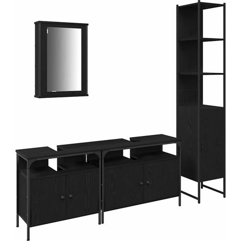 Maison Exclusive - Badezimmermöbel-Set 4 pcs Schwarz Eichen-Optik