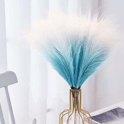 30 Pièces Pampas Séchées Bleu Dégradé 55CM, Plumes et Tiges pour Déco Intérieure, Chambre et Mariage (1/5)