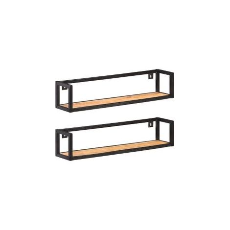 Étagères murales 2 pcs 80cm Bois d'acacia massif (1/5)