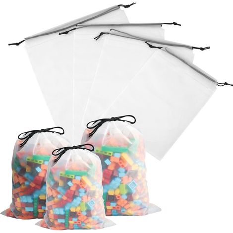 Set mit 20 Spielzeugbeuteln mit Kordelzug, 4 verschiedene Größen, wiederverwendbar für Spielzimmer, Obst und Gemüse