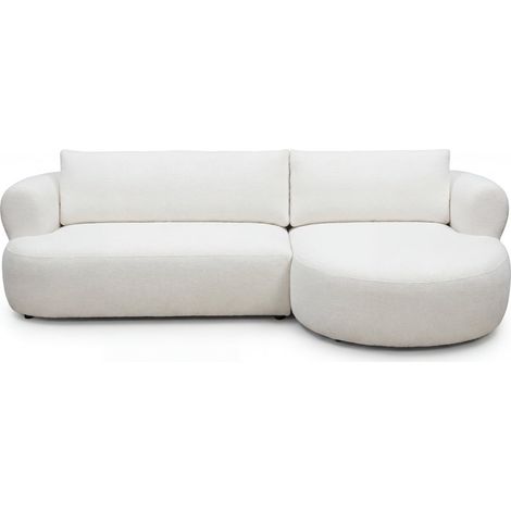 ELLY - Canapé d'angle tissu chenille 4 places Beige Droit (1/5)