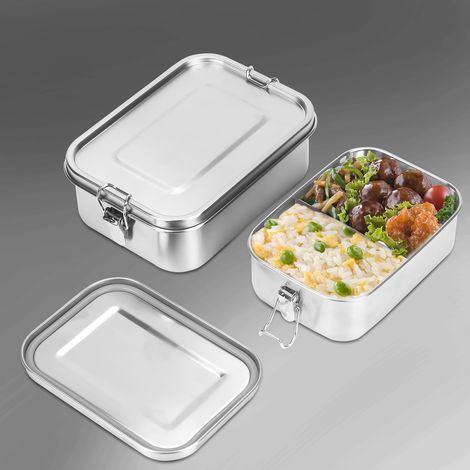 TolleTour Auslaufsichere Brotdose aus Edelstahl, Lunchbox mit festem Verschluss und Fächern 1200ml (1/5)