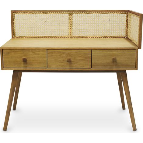 Cannage Schreibtisch aus Mango und Eiche - Oka Natural wood