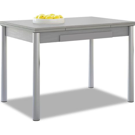 Table de Cuisine Extensible - Structure en Aluminium et Plateau laminé - Couleur Grise - Idéale pour Les Petits espaces - Dimensions : 90 x 50 cm - Extensible : 140 x 50 cm (1/5)