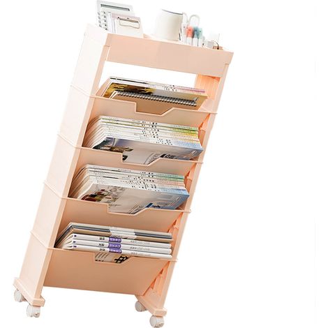 Mehrstufiges Bücherregal für Klassenzimmer mit Universalrollen, Bücheraufbewahrung für Wohnzimmer (1/5)