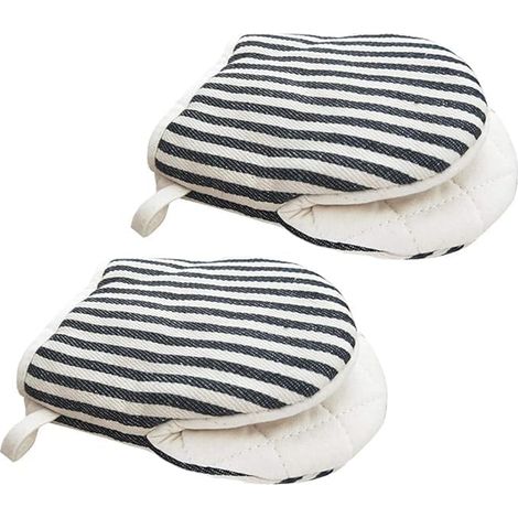 Paar Mini-Ofenhandschuhe, hitzebeständige Ofenhandschuhe, kurze Ofenhandschuhe mit Aufhängeschlaufen, geeignet zum Grillen, Backen, Kochen und Barbecue (schwarz).