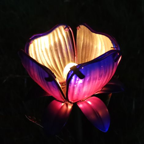 Solarbetriebene LED-Blumenleuchte, Gartenlaterne mit Erdspieß, IP55 wasserfest, für Gehwege, Rasenflächen, Gartenlandschaften (1/5)
