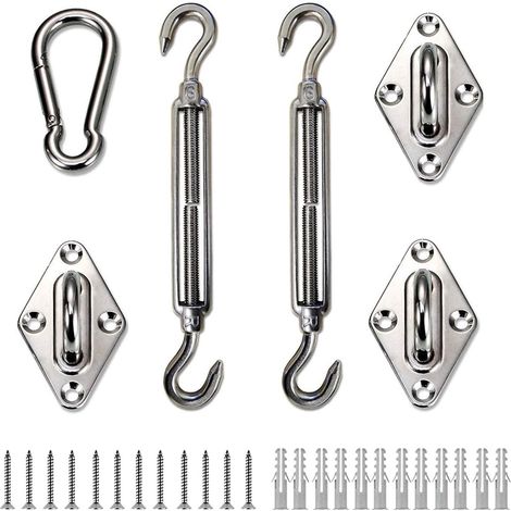 Kit de quincaillerie pour voile d'ombrage 6 pouces en 316 installation pare soleil triangulaire Acier inoxydable Acier (1/5)