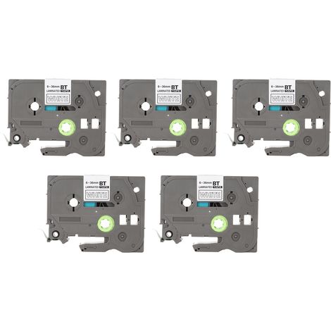 Ruban étiqueteuse 9mm 5 rouleaux, laminé imperméable et indélébile, blanc sur vert, compatible PT D210 D200 H110 D400 Bze 725 (1/5)
