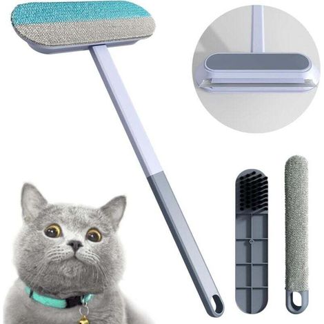 [NUNCA USADO]Quitapelusas 4 en 1 para mascotas con varilla de extensión: cepillo reutilizable para sofás, alfombras, rascadores para gatos y ropa. (1/4)