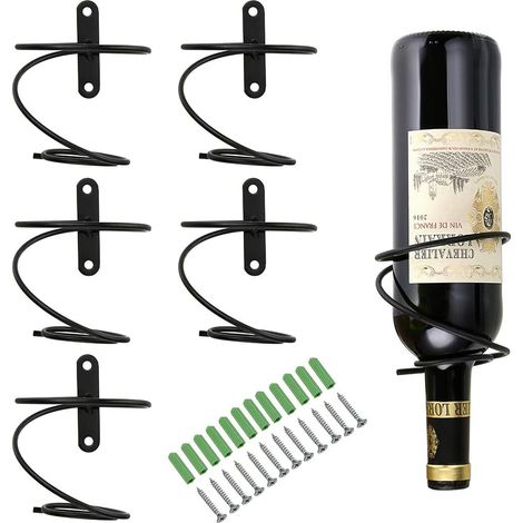 Support mural pour bouteilles de vin en métal, 6 pièces, (1/5)