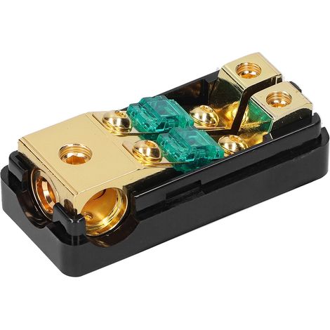 Boîtier porte-fusible audio 1 entrée 2 sorties 0/4 AWG vers 4/8 AWG avec couvercle transparent pour voiture camion bateau camping-car (1/5)