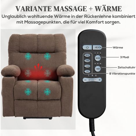 Fauteuil relax électrique avec aide au lever, 90x75x100cm, marron (1/5)