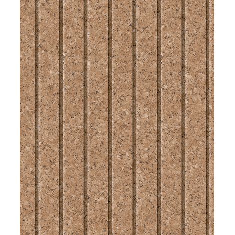Papier peint effet liège naturel rainuré caramel