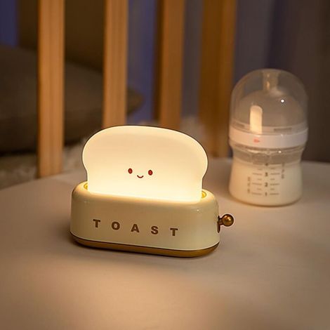 Baby Nachtlicht, Kinder Nachtlicht Toaster, LED Nachttischlampe Dimmbar, Kleines Nachtlicht USB Aufladbar, Lampe mit Timer Funktion, Kawaii Nachtlicht Erwachsene, Baby Geschenk, Frau (1/5)