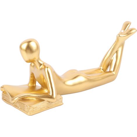 Statue Penseur Moderne Abstraite, Sculpture Résine Décorative pour Salon, Bureau ou Couloir, Style Lecteur Contemporain (1/5)