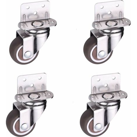 4 Pcs Petite roulettes pivotantes, 25mm roulette pour meuble, roulette en L pour lit de bébé, armoire, meubles, table, capacité de chargement 11kg par roue (1/5)