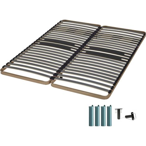 Sommier à lattes + pieds 2x80x200 C322 - 46 lattes bois - Fabrication française (1/5)