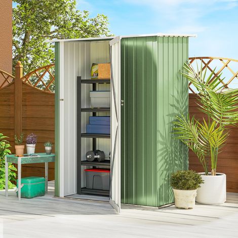 Abri jardin métal 1,07 m² 142x84x189 cm - toit monopente - vert - abri extérieur - étanche - porte verrouillable - Moderne