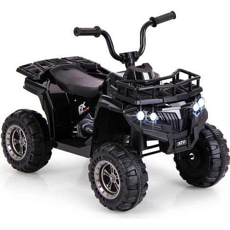 Quad eléctrico infantil de 6 V con MP3 y luces LED, color negro