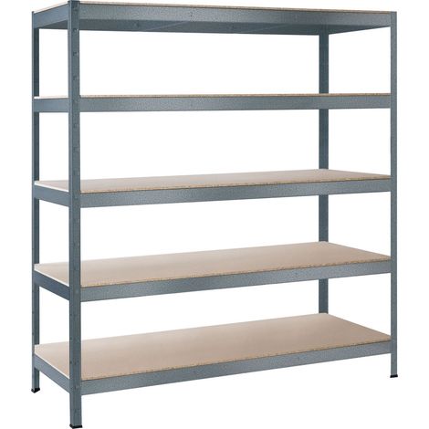 SCHULTE Regalwelt Rayonnage pour charges lourdes XXL avec 5 étagères en bois, capacité de charge par niveau 250 kg, 200x160x60 cm (HxLxP), granit structuré, rayonnage de stockage, rayonnage de cave, r (1/2)