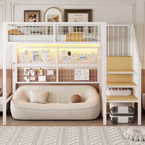 letto a castello 90x200 scala LED bianco HAVRYA (1/5)
