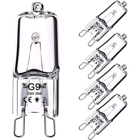 Ampoule Halogene G9 28W 230V, 370LM 2800K Blanc Chaud Dimmable, pour lustres, lampes d'armoire, lampes de paysage, appliques murales(pack de 5)