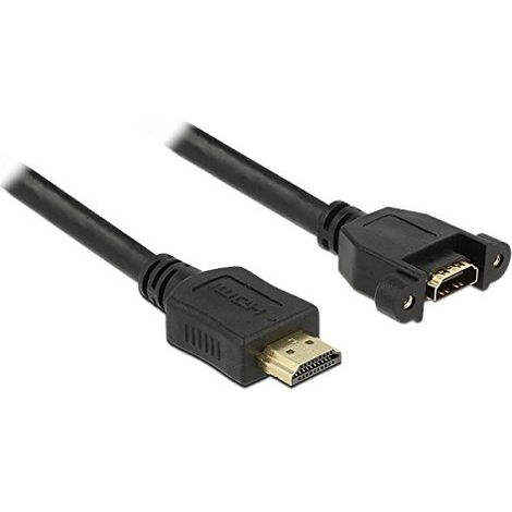 Delock HDMI Prolunga 1.00 m avvitabile, Contatti connettore dorato Nero [1x Spina HDMI - 1x Presa HDMI] (1/2)