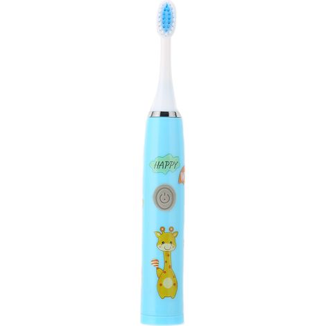 Brosse à dents électrique enfant avec motifs animés, piles incluses, poils souples, étanche, 1.5V, bleu (1/5)
