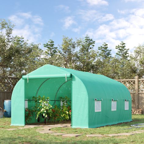Invernadero 450x300x205 cm verde en polietileno con estructura de acero galvanizado y ventilación (1/5)