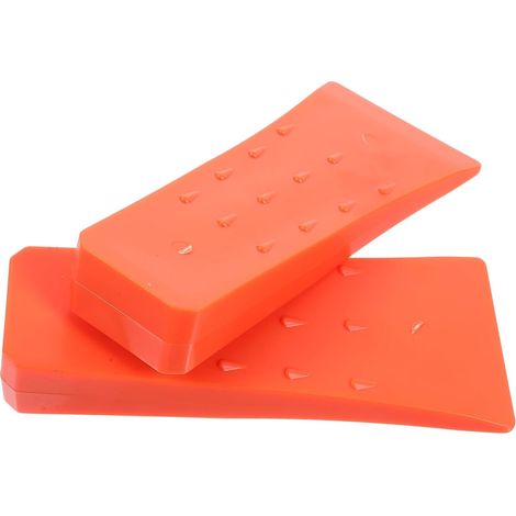 Cale de Bûcheron en Abs Orange 2 Pièces, Forme en Coin Pointes Relevées, pour Coupe du Bois et Abattage D’arbre, Accessoire de Remplacement (1/5)