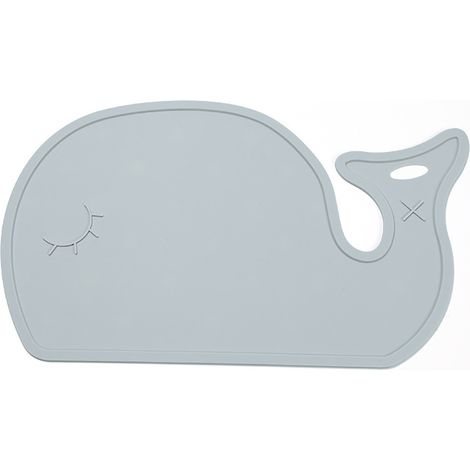 Tapis de table antidérapant en silicone pour enfants, motif baleine grise, forme amusante, résistant à l'usure, patin non glissant, idéal pour repas (1/4)