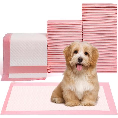 Pet Toilet Training Pads 50Count Disposable Puppy Pee Pads 4560cm for Dogs, Ultra AbsorbentQuick DryLeak-Proof Pet Potty Pads for Dog, Cat, Rabbits and Guinea Pigs (Pink) (1/5)