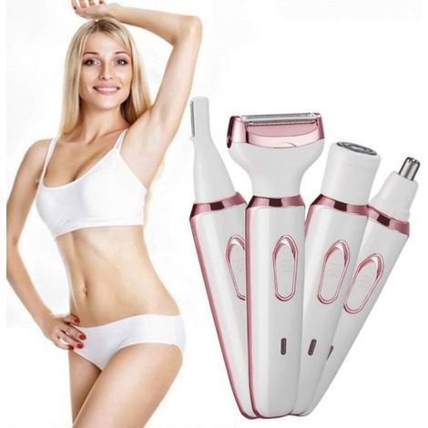 Epilateur Electrique Femme Visage Corps sans fil rasoir Tondeuse Nez Sourcils Bikini Maillot Flawless Sans Douleur 4-En-1 Beauty Set (1/4)