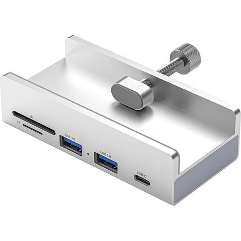 Applicable Hub USB 3.0 à 4 ports avec Lecteur de Carte SD TF, Pince Réglable, Port d'Alimentation Supplémentaire, Compatible avec Windows, Mac, Linux et Chrome OS (1/5)