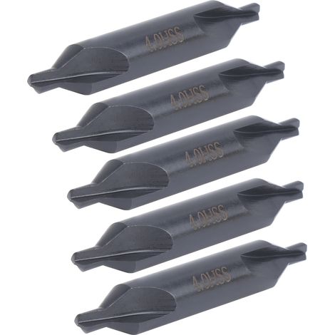 Lot de 5 forets de centrage HSS type A pour filières en acier inoxydable, positionnement hélicoïdal, 4 mm (1/5)