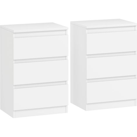 Set de 2 mesillas de noche blancas con 3 cajones MDF 40 x 30 x 59,5 cm (1/4)
