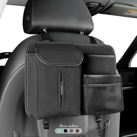 Organisateur de siège arrière, tapis de protection en daim, accessoires de voyage pour voiture (1/4)