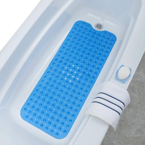 Paillasson de douche extra long quatre vingt dix neuf sur quarante centimètres avec ventouses lavable en machine (1/5)