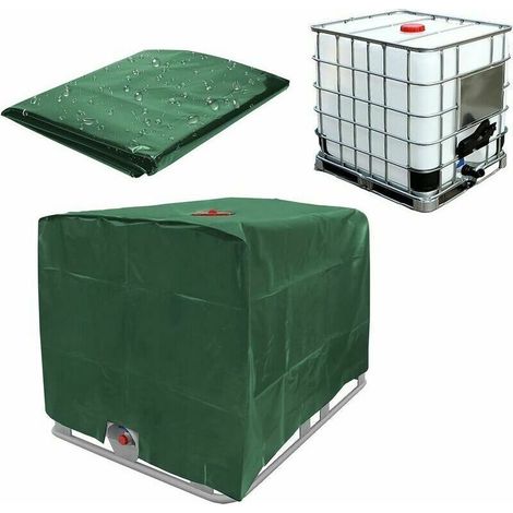 Bâche de réservoir d'eau, Bâche Couverture Réservoir IBC pour Cuve 1000L, Capôt de Protection Container Citerne Eau, Anti-poussière Anti-UV Anti-Pluie, 120x100x116cm (vert),, (1/5)